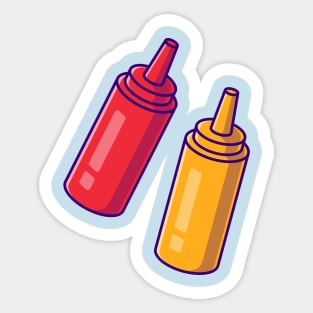 Mustard And Sauce Bottle Cartoon Sticker